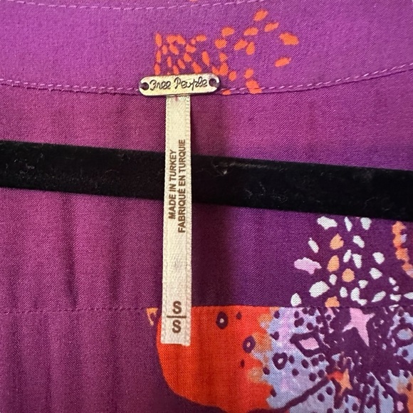 Free People Tuscan Dreams Tunic Small Floral Bohemian Plum Orange Layered - Picture 4 of 9